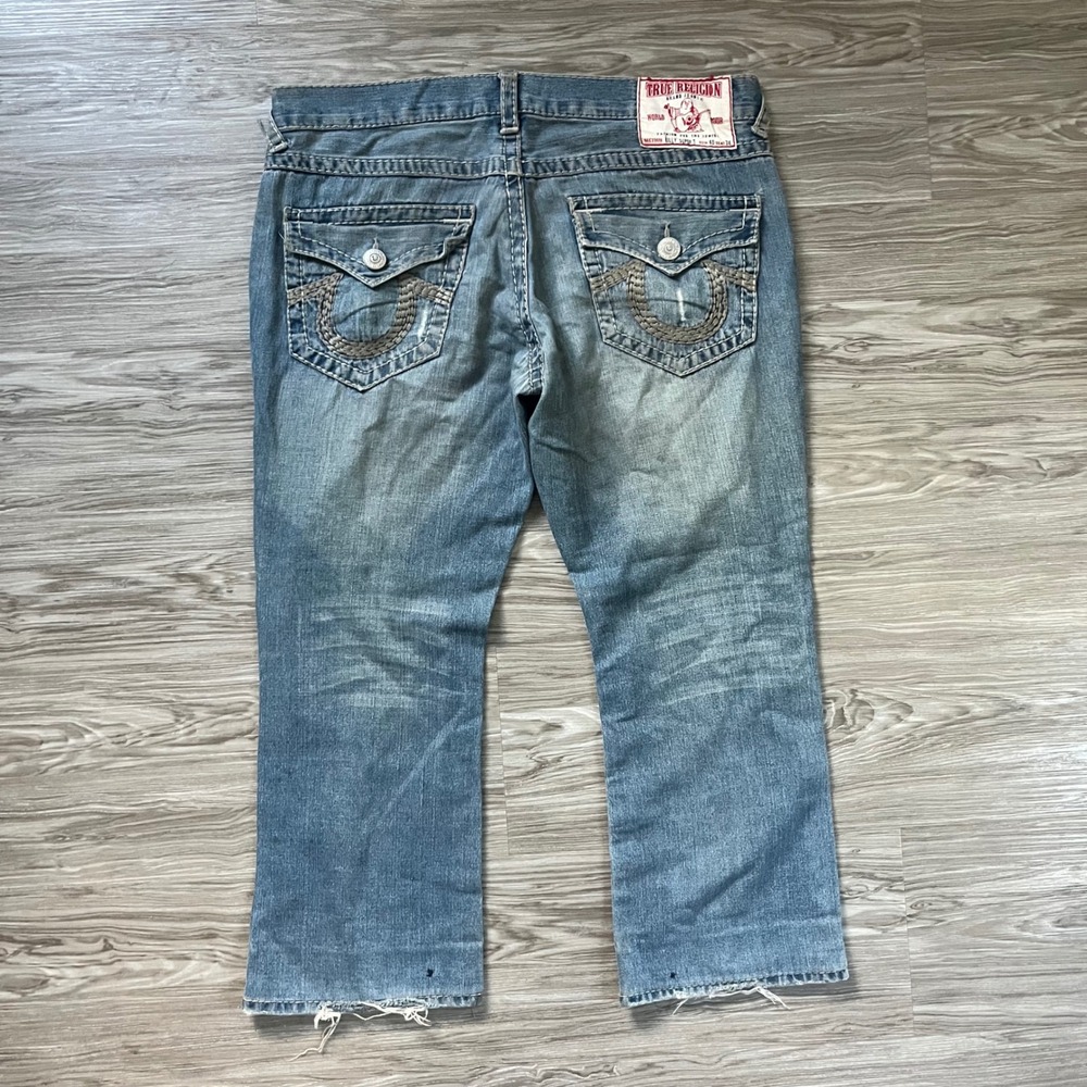 True Religion Billy Super T Jeans Mens 40 Blue Distressed Straight Made in USA
